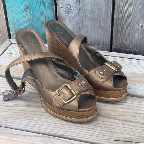 Italian Leather Wedges - Picture 1 of 5